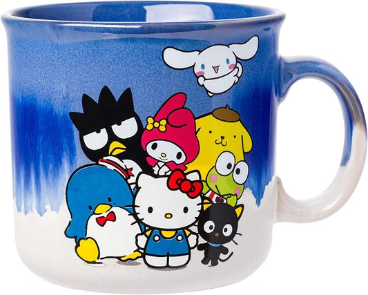 Silver Buffalo Sanrio Hello Kitty and Friends, Ceramic Camper Mug, 20oz | Chococat, Tuxedo Sam, Badtz-Maru and My Melody, Cinnamoroll Reactive Glaze, Pompompurin, Keroppi, 0.59 Liters by SilverBuffalo