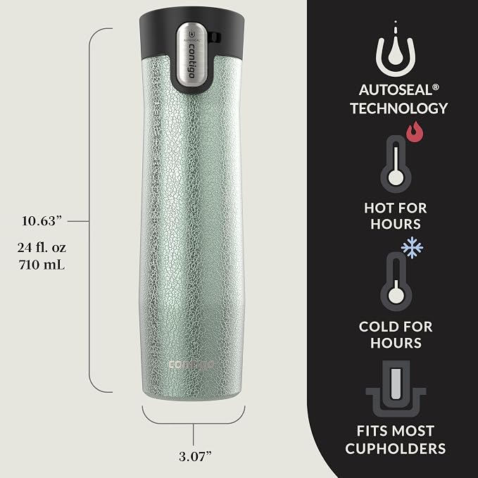 Contigo AUTOSEAL West Loop Vacuum-Insulated Stainless Steel Travel Mug with Easy-Clean Lid 24 oz Crystal Agave - Image 2