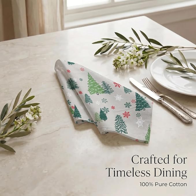 Urban Villa Cloth Napkins Cotton 20x20 (Set of 12) Greentree Print - Image 8