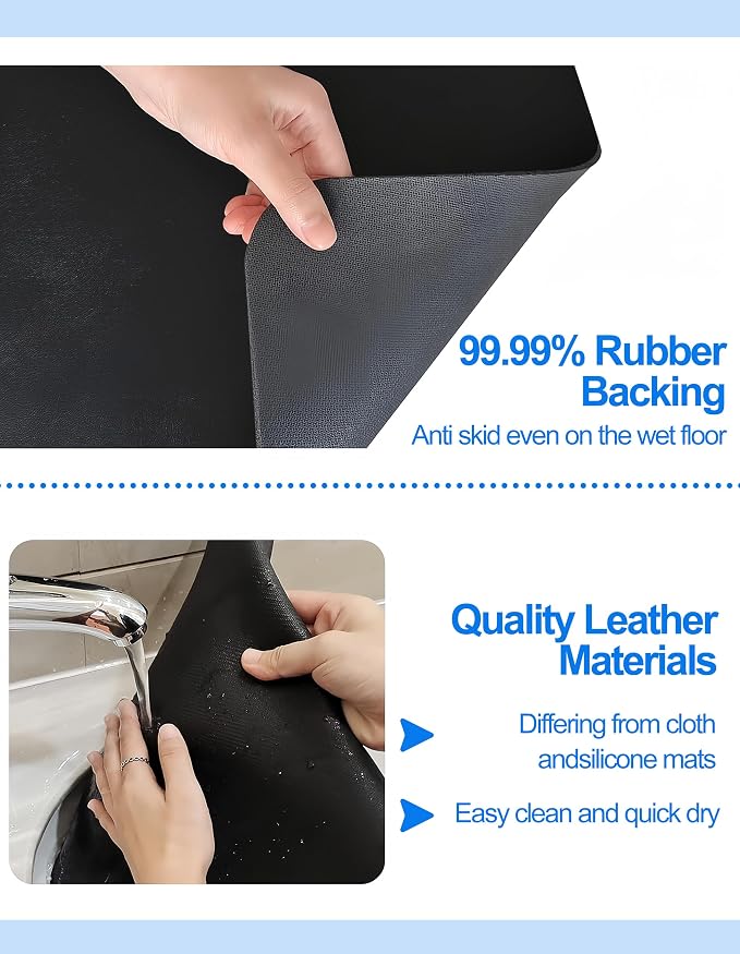Dish Drying Mat for Kitchen Counter, 12"x19" Pad with Rubber Backed (Black) | Hide Stain Anti Absorbent for Kitchen Counter, Non-slip Drying Mat for Coffee Machine Dish Rack - Image 5