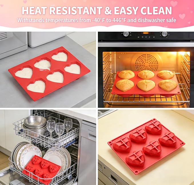 3D Diamond Heart Silicone Molds 2 Pack 12-Cavity Valentine Love Shape for Hot Cocoa Bombs, Chocolate, Cake, Soap, Jelly, Candy, Ice Cube DIY Baking & Party Gift Making - Image 5