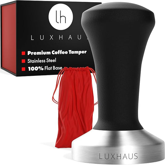 LuxHaus 53mm Espresso Tamper - Premium Barista Coffee Tamper with 100% Flat Stainless Steel Base