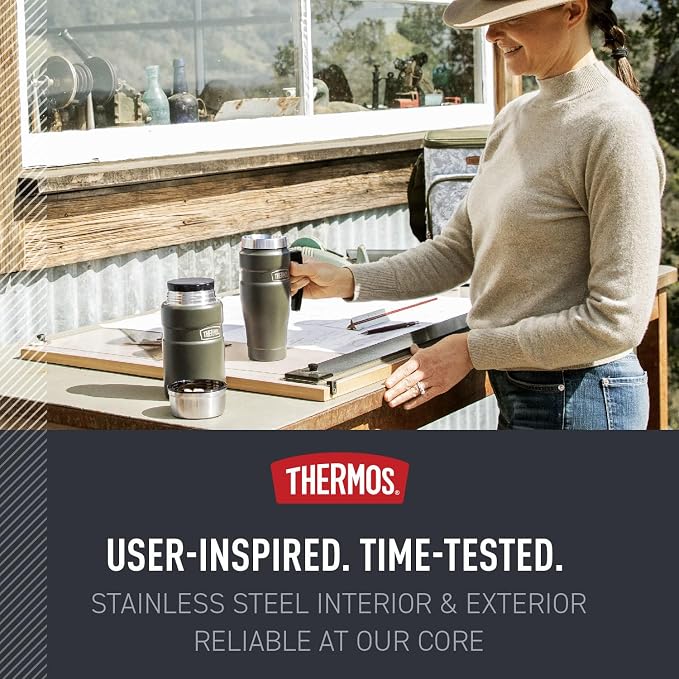 THERMOS Stainless King Vacuum-Insulated Travel Mug with Handle - 16oz, Rustic Red - Thermos Tumbler for Hot & Cold Drinks - Leak-Proof & Sweat-Proof Stainless Steel Coffee Mug with Lid for Commuting - Image 5