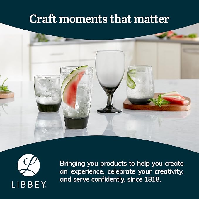 Libbey Classic Smoke Goblet Beverage Glasses, Set Of 6 Timeless Goblet Drinking Glasses - Dishwasher Safe Glass Goblets for Wines, Smoothies & More - Image 6