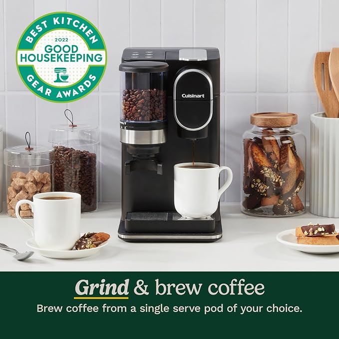 Cuisinart Single-Serve Coffee Maker + Coffee Grinder with 8 oz., 10 oz., and 12 oz. Serving Size, Compatible with Single-Cup Pods, 48-Ounce Removable Reservoir, Stainless Steel, DGB-2 | Serving Size, Single-Cup Pods, 48-Ounce Removable Reservoir, DGB-2 - Image 2