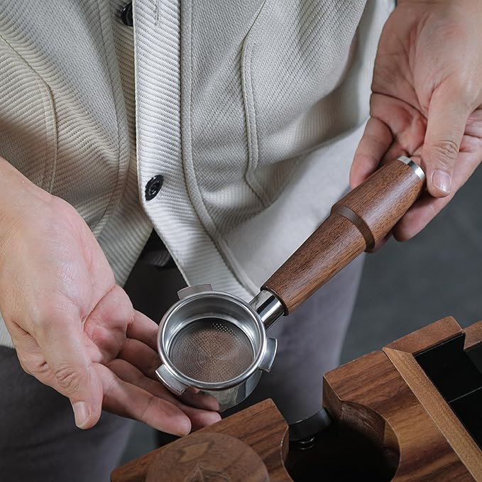 Breville Espresso Machine Accessories Kit 54mm Walnut Naked Portafilter, Calibrated Tamper, Tamping Station, Distributor & Puck Screens Espresso Set for Barista Express, Pro, Touch, Bambino