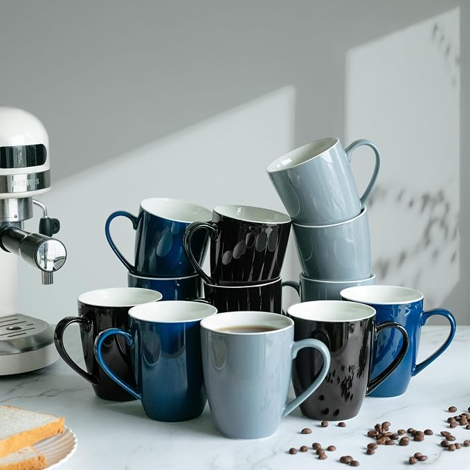 BTaT- Porcelain Coffee Mugs Set, 16 Ounces, 4 Pack, Gray Ceramic Coffee Mugs with Handle, Restaurant Cups for Mocha, Tea, Cappuccino, Cocoa, Cereal, Mug Gift Set, Dishwasher Safe - Image 6