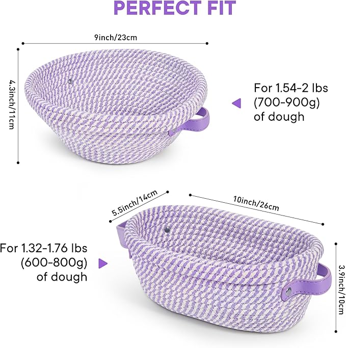 Sourdough Starter Kit - 41OZ Glass Starter Jar, 2 Cotton Rope Banneton Bread Proofing Basket, Sour Dough Kit Tools Complete Sourdough Bread Baking Supplies - Great for Bakers Wife Mom