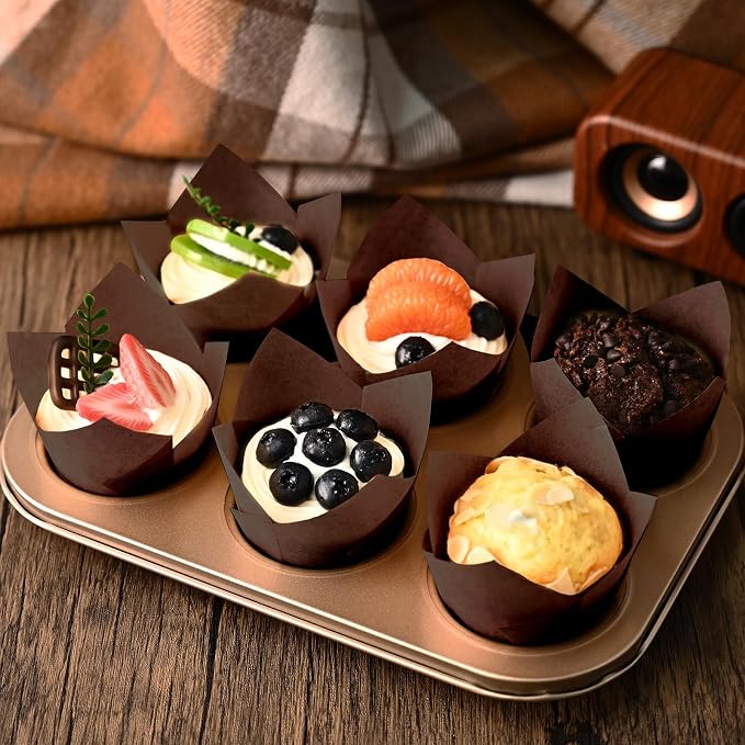 120pcs Tulip Cupcake Liners for Baking Cups, Premium Muffin Liners Holders | Food Graded Parchment Paper Muffin Liners Holders, Standard Greaseproof Cupcake Wrappers for Party, Christmas - Image 6