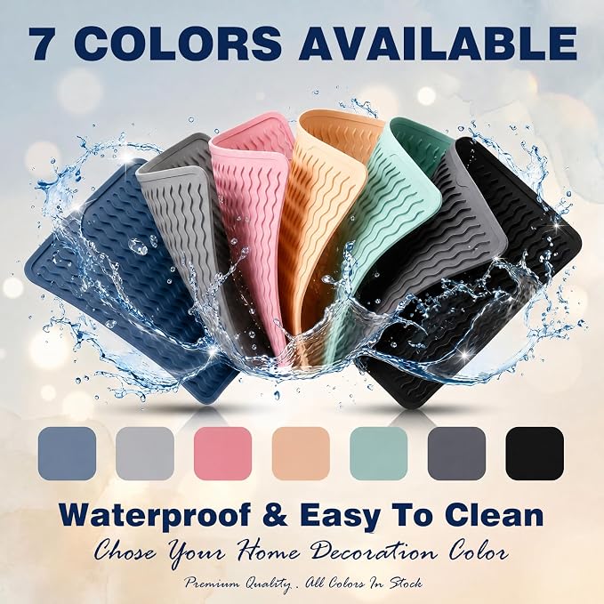 2 Pack Caketime Silicone Dish Drying Mat for Kitchen Counter Cooking Baking Under Sink Protector Espresso Machine Accessories Stone Rack Trays Drain Extra Large 24"x18" - Image 3