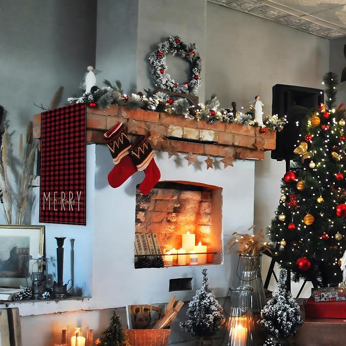 ONWAY Christmas Buffalo Plaid Red Black Table Runner Gold Winter Holiday Xmas Kitchen Dining Farmhouse Table Decor for Indoor Outdoor Home Party Decorations 13x72 Inch - Image 4