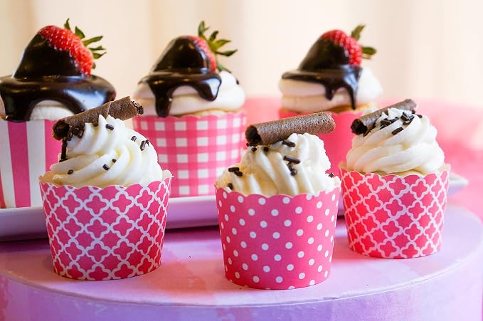 Paper Baking Cups (Polka Dots), Greaseproof Disposable Cupcake Liners (Pink, Large Cups (50-Pack)) - Image 5