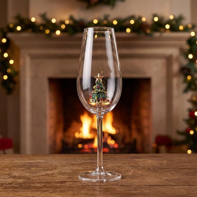 Zerodeko Christmas Wine Glasses: Decorative Glass Wine Goblet for Bar Pub | Xmas Tree Drinkware Cocktail Glassware for Christmas Parties Hosting - Image 4