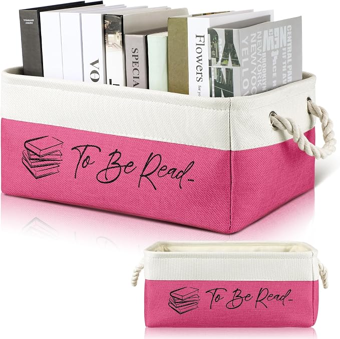 Marsui Book Lover Gifts Tbr Book Storage Basket to Be Read List Storage Bin Bookish Accessories Bookworm Gift for Club Members Student Teacher Reading Accessories by Marsui