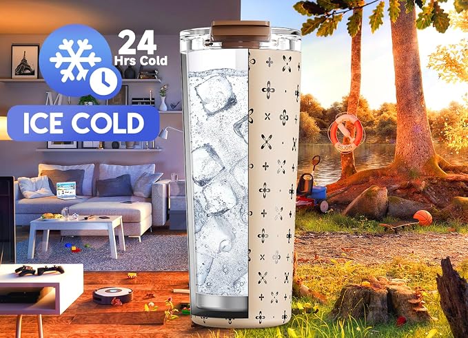 Meoky 24 oz Insulated Travel Coffee Mug: Leak Proof Lid, Mocha Cross | Stainless Steel Coffee Tumbler, Keeps Hot for 8 Hours or Cold for 24 Hours, Fits in Car Cup Holder, BPA Free - Image 4