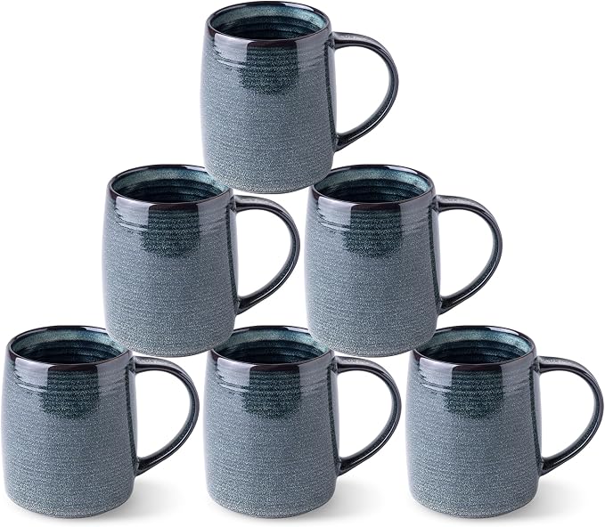 GBhome Large Coffee Mugs Set of 6, 18oz Handmade Ceramic Coffee Mugs Set with Gradient color for Latte/Tea/Beer/Hot Cocoa, Dishwasher & Microwave Safe, by GBhome