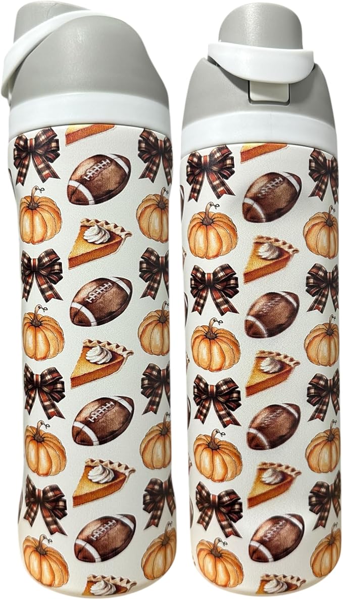 Tumbler, 40oz Tumbler, Western Tumbler, Engraved Cup with Handle, Cute Coffee Mug, 40oz Coffee Mug (24oz White-Fall/Football(TPJ66))