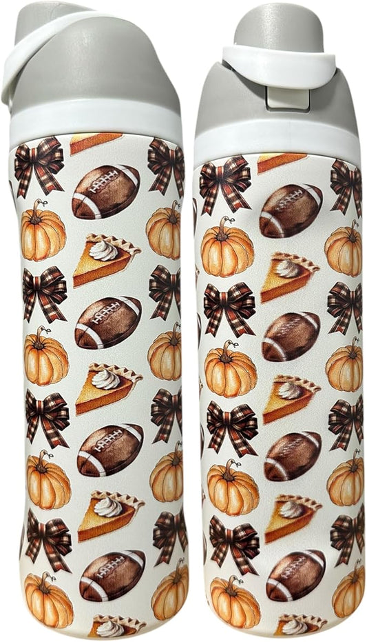 Tumbler, 40oz Tumbler, Western Tumbler, Engraved Cup with Handle, Cute Coffee Mug, 40oz Coffee Mug (24oz White-Fall/Football(TPJ66))
