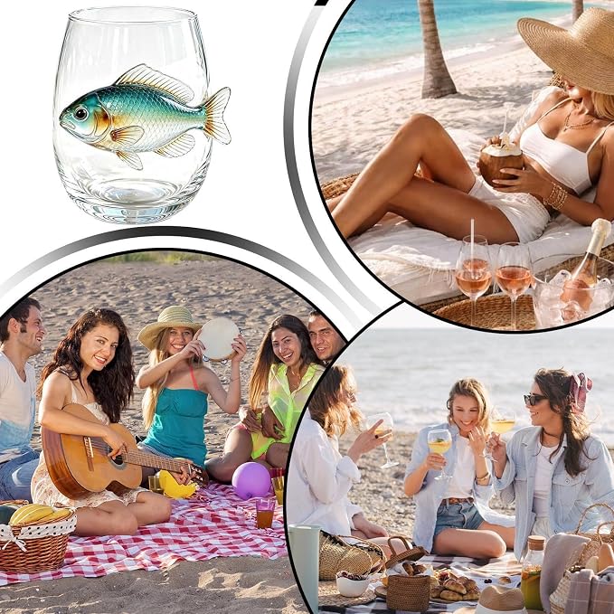 3D Marine Animal Artisan Glassware Collection Wine Glasses (C) | Stemless Coastal Themed, Handcrafted Marine Animal Glassware, 3D Sea Animal Glass Cup, for Juice Cocktail Soda Beer - Image 7