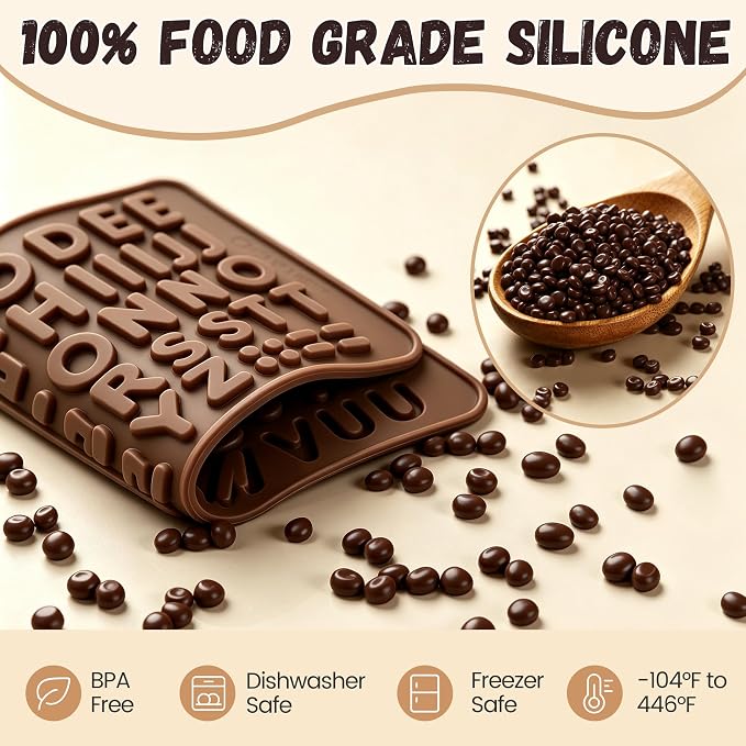 2PCS Silicone Molds for Chocolate,Number Letter Molds,Reusable Candy Molds with Happy Birthday Decorating Symbols,Mini Size Alphabet Decorating for Birthday Cake Lollipop Fondant Chocolate - Image 8