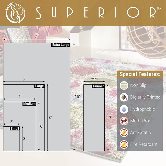 Superior LCKWD-Nylon-Parent Area Rug, 5 ft x 8 ft, Cream - Image 2
