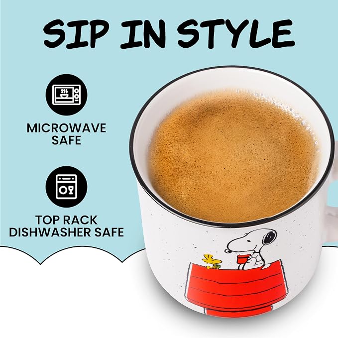 Silver Buffalo Peanuts Snoopy and Woodstock Get Cozy Ceramic Camper Mug, 20 Ounces (Pack of 12) - Image 3