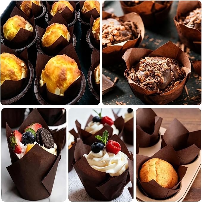 120pcs Tulip Cupcake Liners for Baking Cups, Premium Muffin Liners Holders | Food Graded Parchment Paper Muffin Liners Holders, Standard Greaseproof Cupcake Wrappers for Party, Christmas - Image 5