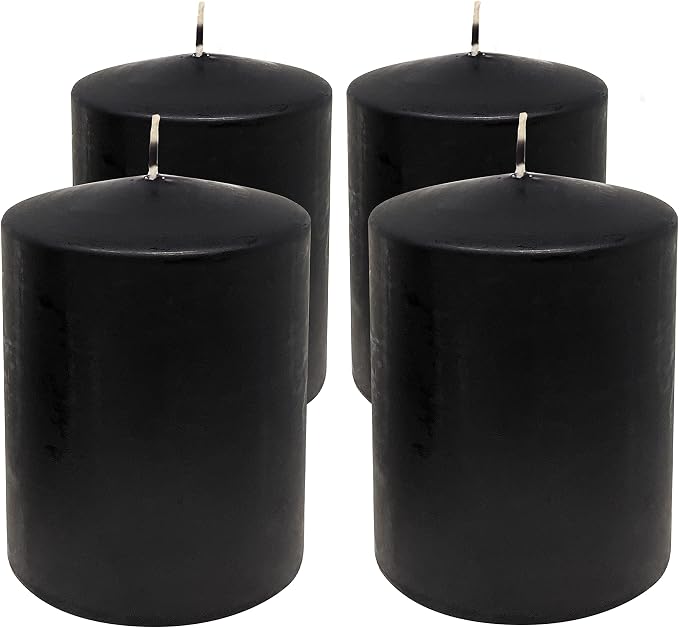 Hyoola Black Pillar Candles 2x3 Inch - 4 Pack Unscented Pillar Candles - European Made - Image 2