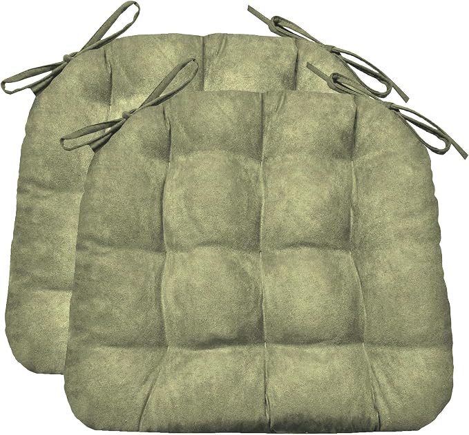 Barnett Home Decor Microsuede Dining Chair Cushions, 16.5 x 18, Pack of 2 – Laurel Green (Sage) – Reversible, Machine Washable by BarnettHomeDecor