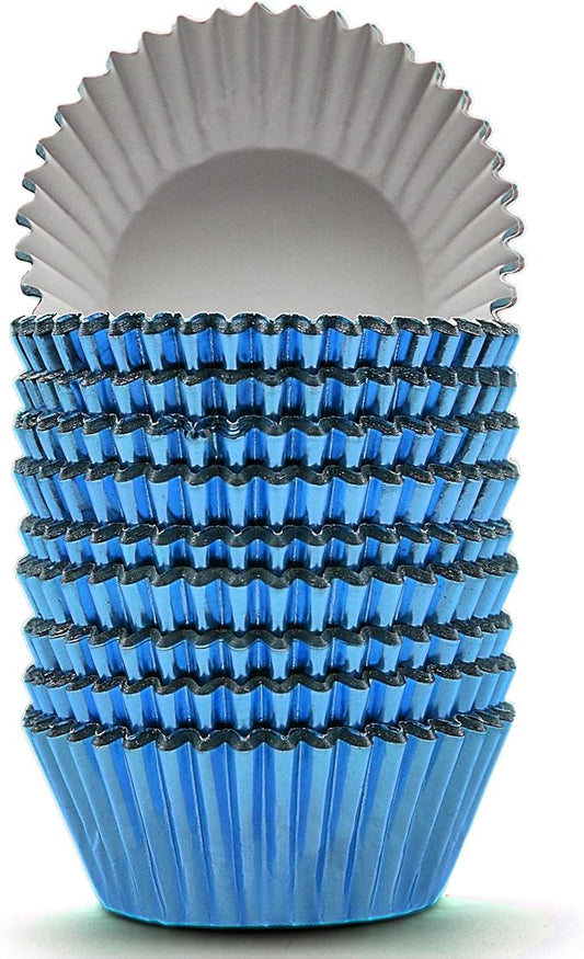 200 Pcs Blue Foil Cupcake Liners Standard Baking Cups Muffin Paper Cases | Food-grade, Greaseproof & Sturdy Parchment, Cupcake Wrapper for Party, Christmas, Gift by MODENGKONGJIAN