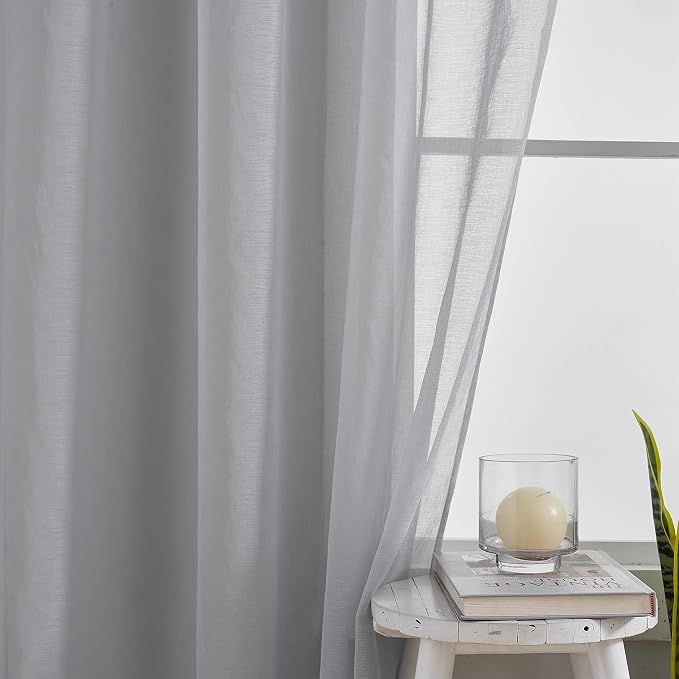 Home Brilliant Sheer Curtains for Bedroom 72 inch Long Window Treatment Panels for Living Room, Set of 2, 54 Width, Light Grey - Image 6