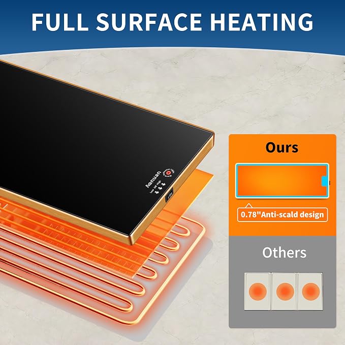 Warming Trays for Buffets Party, 47"x12", Tempered Glass Food Warmer, Black | Keep Food Warm,Electric Warming Mat For food for Gathering, Button Temperature Control,Full Surface Warm,Build-in Thermostat - Image 5