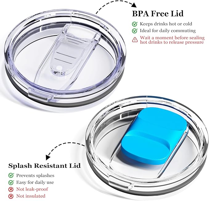 12oz Insulated Coffee Mug with Lid – Includes Two Lids, Stainless Steel Coffee Travel Mug with Handle, Double Wall Vacuum Insulated Camping Mug for Home, Office & Outdoor, Sapphire Blue - Image 3