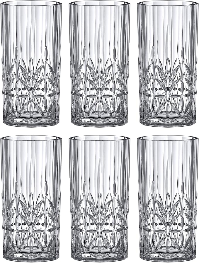 Amazing Abby - Vika - 18-Ounce Plastic Highball Glasses (Set of 6), Plastic Cocktail Glasses, Reusable, BPA-Free, Shatter-Proof, Dishwasher-Safe, Perfect for Poolside, Outdoors, Camping, and More - Image 6