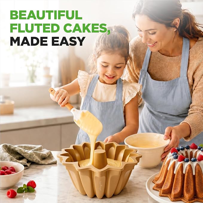 NutriChef 9 Inch Cake Pan - 7 Cups Die-Cast Aluminum Cake Mold for Baking - Sloped Edges for Uniform Baking, Nonstick for Easy Release and Even Bake, Durable Design, Ideal for Desserts and Casseroles - Image 2