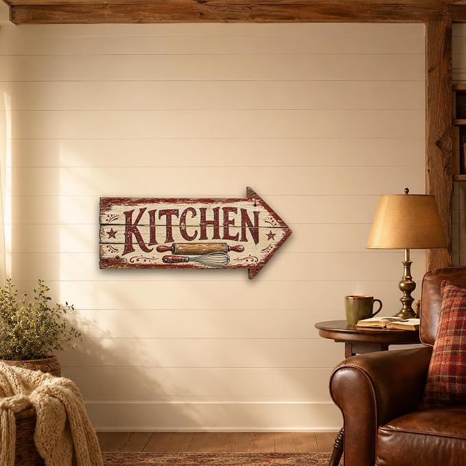 Kitchen Right-Pointing Arrow Sign — Die-Cut Metal Directional Wall Decor | barnwood look, rustic, durable print, ready to hang - Image 5