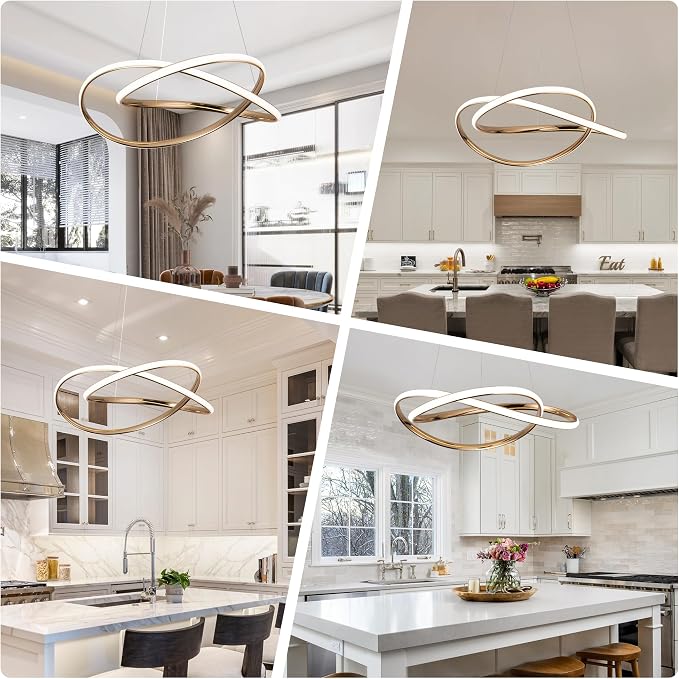 Modern LED Chandelier for Dining Room Pendant Light Fixture 40W,Gold | 5CCT/2700K-5000K,Dimmable,Bedroom,Living Room,Dining Room,Kitchen,Kids Nursery,Home Office - Image 7