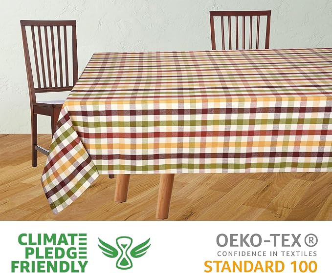 Urban Villa Tablecloth Cotton Tabletop 60x84 (6-8 Seats) Harvest Checks - Image 3