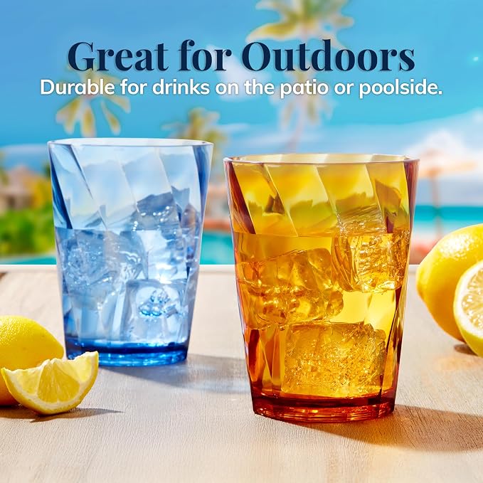 US Acrylic Optix Plastic Reusable Drinking Glasses (Set of 8) 14oz Rocks Cups in Jewel Tone Colors | BPA-Free Tumblers, Made in USA | Top-Rack Dishwasher Safe - Image 7