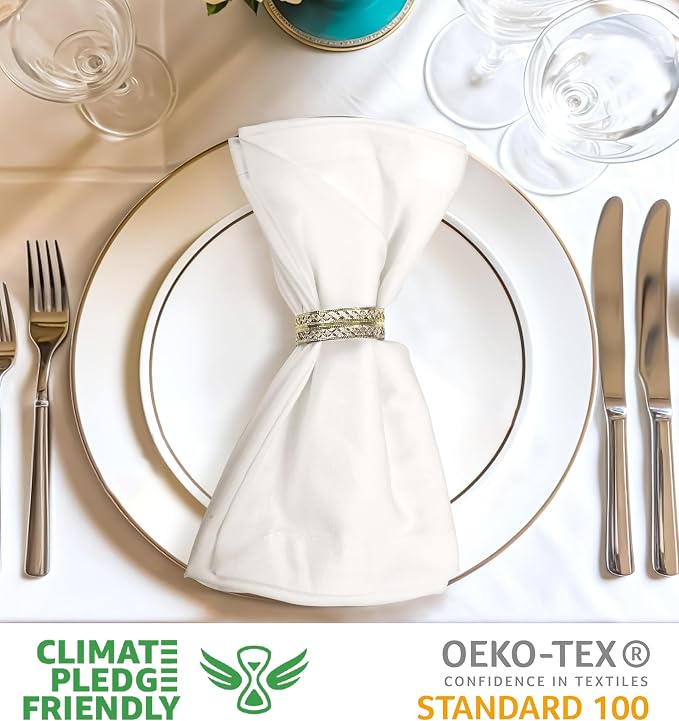 Urban Villa Cloth Napkins Ivory Dinner 100% Cotton 18x18 Inches (Set of 12) - Image 3