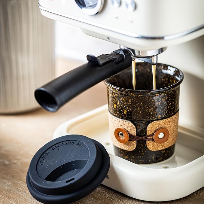Coffee Travel Cups with Lids Ceramic To Go Coffee Tumbler Tea Mug | Spill Proof Camping Cup, 13.5oz Large Cappuccino Cup, Reusable Coffe Mug, Decorative Latte Cup, Coffee Gift for Coffee Lovers - Image 5