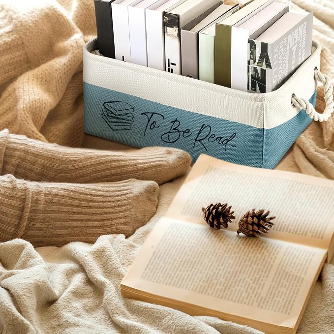 Marsui Book Lover Gifts Tbr Book Storage Basket to Be Read List Storage Bin Bookish Accessories Bookworm Gift for Club Members Student Teacher Reading Accessories - Image 5