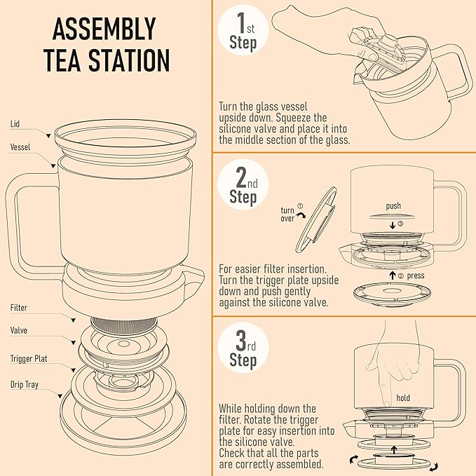 Glass Tea Infuser – Loose Leaf Brewer Cup with Lid – Premium Glass Steeper for Loose Leaf with Coaster | Easy Brew & Clean, BPA-Free, Innovation Smart Tea Maker for Daily Brewing | 17oz