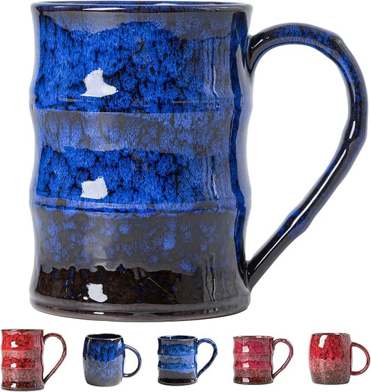 22oz Blue Kiln-Change Ceramic Coffee Mug with Ergonomic Handle, 1340℃ High-Fire Large Mug - Lead-Free, Microwave Safe, Great Gift for Valentine’s/Mother’s Day by XIYUANJI