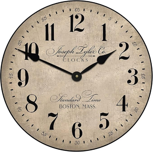 The Big Clock Store Prescott Parchment Wall Clock | Handcrafted in USA | Silent Non-Ticking Mechanism | Beautiful Color | Rustic Decor for Living Room | Battery Operated (15-Inch) by The+Big+Clock+Store