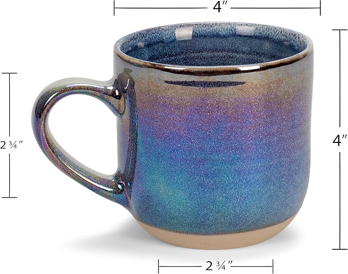 Elanze Designs Glossy Reactive Glaze Large 17 Fluid Ounce Everyday Kitchen Food Grade Ceramic Stoneware Coffee Mug Cup with Comfort Curved Handles, Set of 4, Purple Rainbow - Image 2