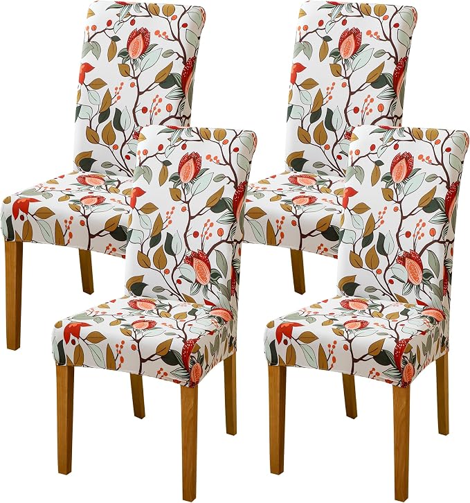 FORCHEER Dining Room Chair Covers 4 Pack Printed Stretch Parsons Chair Slipcovers for Kitchen Washable Removable by FORCHEER
