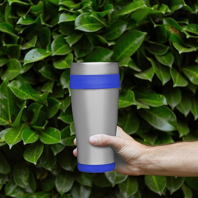 DISCOUNT PROMOS Insulated Stainless Steel Travel Mugs 16 oz. Set of 10, Bulk Pack - Perfect for Coffee, Soda, Other Hot & Cold Beverages - Blue