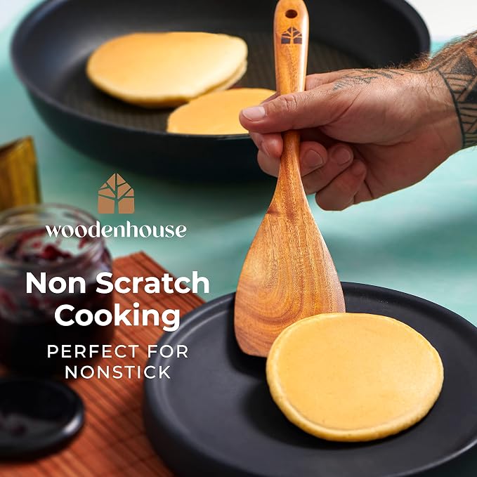Wooden Spoons for Cooking, 12 Pcs Teak Utensil Set with Holder & Hooks | Includes Spoon Rest for Storage – Heat Resistant, Durable & Nonstick Safe Kitchen Cookware - Image 5