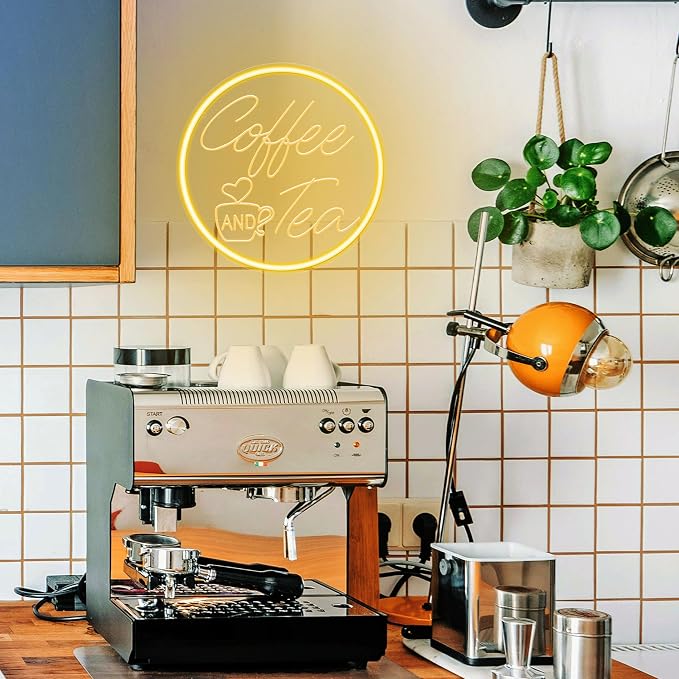 Kavaas Coffee and Tea Neon Signs 11.8"x 11.8", 3D Carved Coffee Neon Sign for Cafe Station, Tea Bar, Kitchen Decoration - Best Gifts for Birthday, Housewarming, Christmas - Image 5